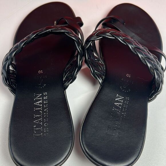 ITALIAN SHOEMAKERS Women's 10 Black Low Platform Sandels EUC - Picture 6 of 7